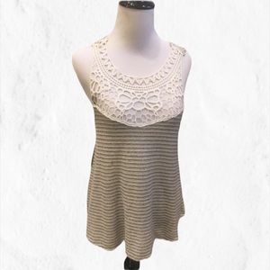 Skonhet striped tank with crochet -M